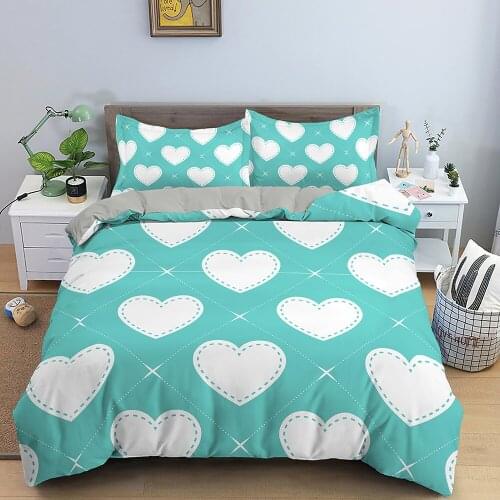 Heart Pattern Bedding Set Soft Duvet Cover Quilt Cover Queen King Size for Kids Bedroom Bedclothes Bedding