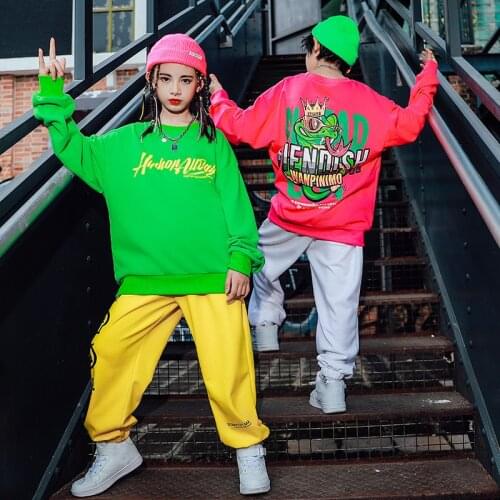 2020 Jazz Dance Costumes For Girls Loog Sleeve Tops Hiphop Pants Ballroom Hip Hop Dancing Clothes Performance Dance Wear DQS5956