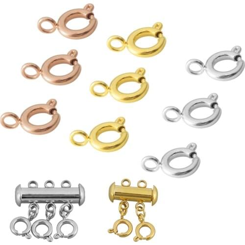 5Pcs/Lot Stainless Steel Round Claw Spring Clasps Hooks For Chain Bracelet Necklace Spring Ring Clasp Connectors Jewelry Making