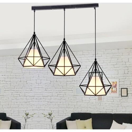 Nordic simple industrial style chandelier living room dining room decorative diamond chandelier E27 indoor lighting