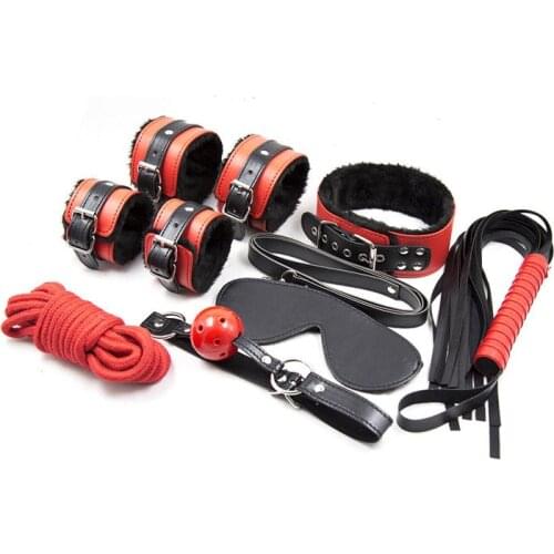 Manyjoy 7pcs BDSM Sex Bondage Kit Toy Adult Sex Toys Starter Kit Set Flirt Games Handcuffs Whip Blindfold Sexe Jouets Acessorios