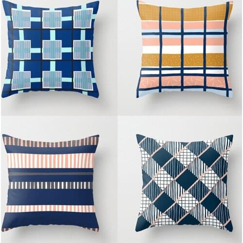Modern Abstract Throw Pillow Case Grid Check Geometry Cushion Covers for Home Sofa Chair Decorative Pillowcases