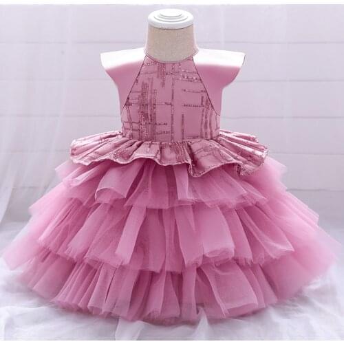 2021 Formal Child Clothes 1st Birthday Dress For Baby Girl Baptism Lace Princess Dresses First Party Fluffy Tutu Dress Vestidos