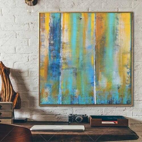 Landscape Green Gold Abstract 100% Hand Painted Abstract Hecorative Hand-painted Furnishing Restaurant Oil Painting In Canvas