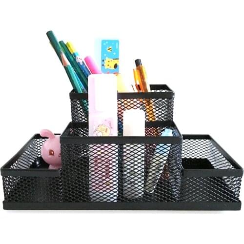 Mesh Cube Metal Stand Combination Holder Desk Desktop Accessories Stationery Organizer Pen Pencil Office Supplies Study Storage