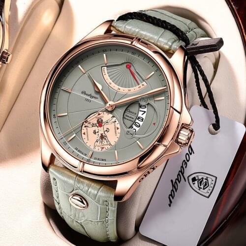 POEDAGAR Men's Watch With Leather Strap China