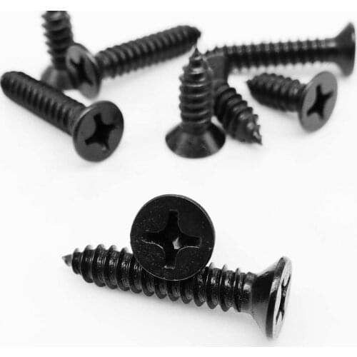 5/50pcs M4.2 M4.8 M5.5 M6.3 Mini Small Black 304 Stainless Steel Cross Phillips Flat Countersunk Head Self Tapping Wood Screw