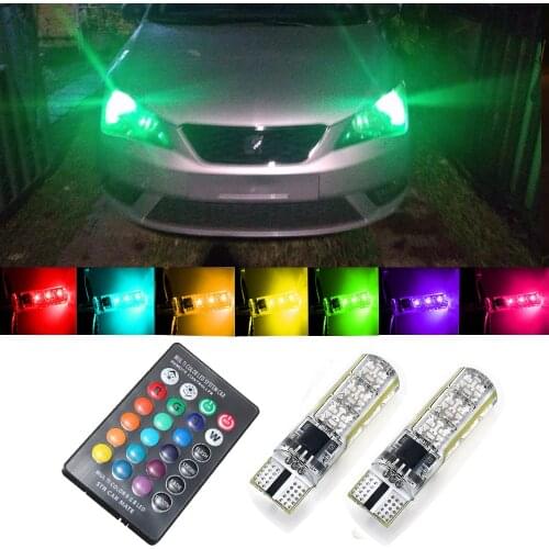 2x Remote Control T10 W5W LED Bulb RGB Car Clearance Lights For Toyota Corolla CHR Prius Land Cruiser Prado RAV4 Auris Avensis