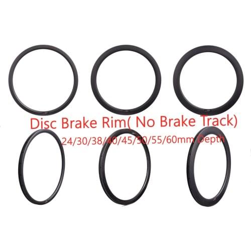 Carbon Fiber Disc Rim 1 Pieces 700C 24mm 38mm 50mm 60mm 88mm Depth Clincher Tubular Tubeless Road Bicycle Cyclocross Rim 24 Hole