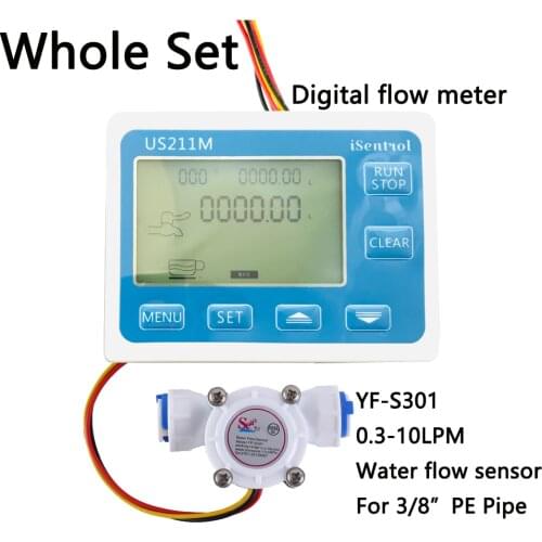 US211M Water Flow Meter Hall Water Flow Sensor Reader with Plastic YF-S301 0.3-10L/min Electric Flowmeter China Supplier iSentro
