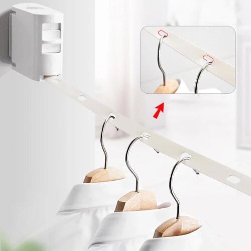 Retractable Clothesline Drying Rack No Drilling Required 4.2M Stainless Steel Drying Rope Laundry Storage