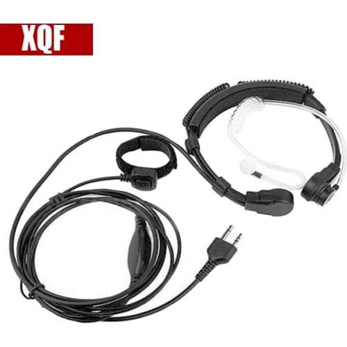 XQF 10PCS Throat Mic Microphone Finger PTT Headset Earpiece for Midland LXT210 Ham Radio Hf Transceiver Walkie Talkie