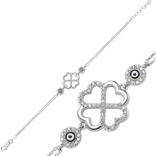 Sterling silver Heart Clover Lady Bracelet