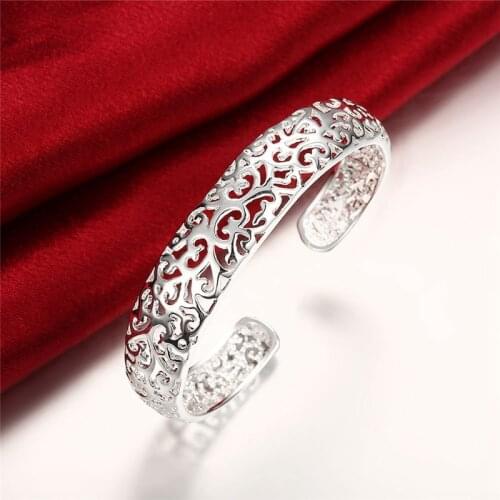 Femme Pulsera Exquisite Open Bangle Bracelet 925 Women Sterling Jewelry High Quality Silver Cuff Bangle Bijoux Wholesale