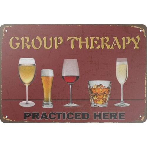 J.DXHY Tin Sign - Wall Retro Art Decoration - Group Therapy PRACTICED HERE - Living Room Bathroom Bedroom Garage Bar Supermarket