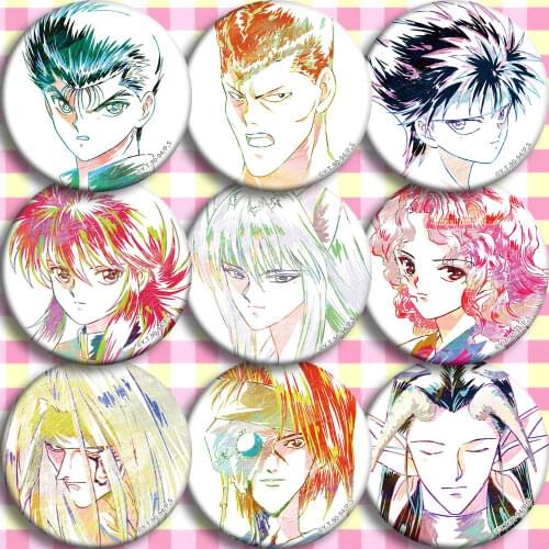 1pc 58 mm YuYu Hakusho Urameshi Yuusuke Shuuichi Kazuma Badges Brooch Round Acrylic Pins