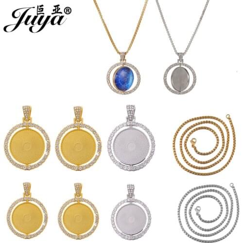 10PCS Real Gold Plated Stainless Steel Chains With Double Sided Blank Pendant Base For Necklaces DIY Jewelry Making Accessories