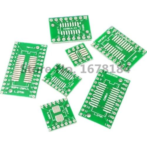 10PCS PCB Board SMD Turn To DIP SOP MSOP SSOP TSSOP SOT23 8 10 14 16 20 24 28 SMT To DIP Adapter Converter Plate