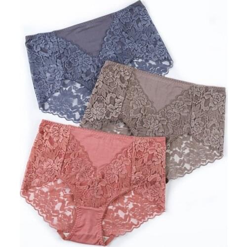3Pcs Womens Panties XL-3XL Plus Size Underwear Ladies Sexy Lingerie Lace Briefs Female Casual Underpants Women Intimate