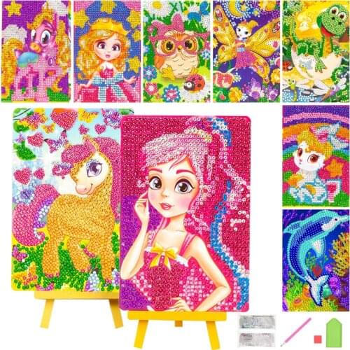 3D Gem Sticker Drawing Cute Cartoon Colorful Princess Unicorn Cat Rabbit Dinosaur Pattern for Children Kids Girls Art Carft Toy