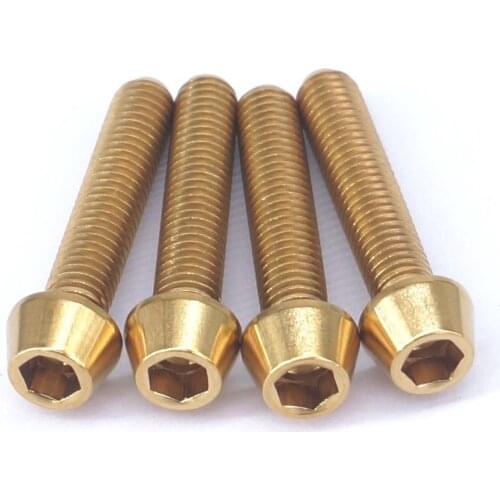 4 PCS M6x45mm Golden GR5 Titanium Bolt For Bicycle Saddle Headset Top Cap