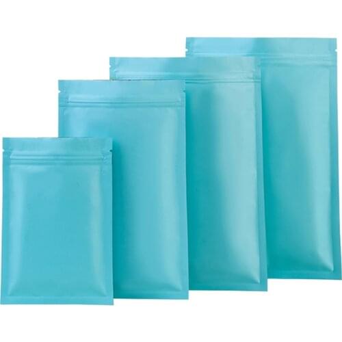 Double Sided Color Smell Proof Food Powder Coffee Storage Bag Flat Pouches Heat sealable Metallic Zip Lock Packaging Bags 50pcs