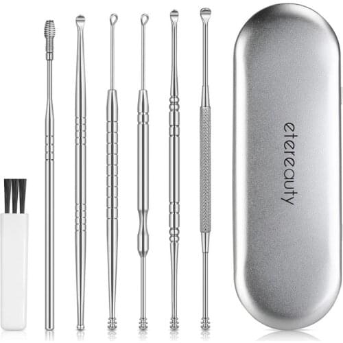 6Pcs/Set Stainless Steel Ear Pick Wax Remover Cleaner Ear pick Curette Ear Spoon Earwax Clean Cleaning Tool черпак