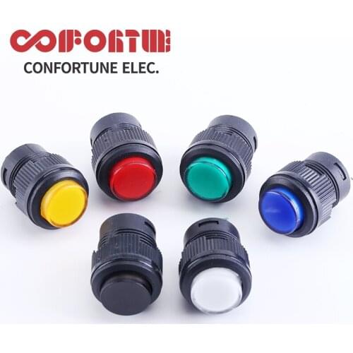6PCS Self-locking Non-locking 16MM Latching/Momentary Push Button Switch With 6Color LED lighting 4Pin 16MM With light LED 3V