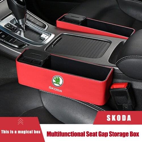 Car Seat Crevice Storage Box Phone Holder Organizer Case For Skoda 2 A7 Tour RS Octavia Fabia Kodiak Rapid Kodiaq Superb Yeti