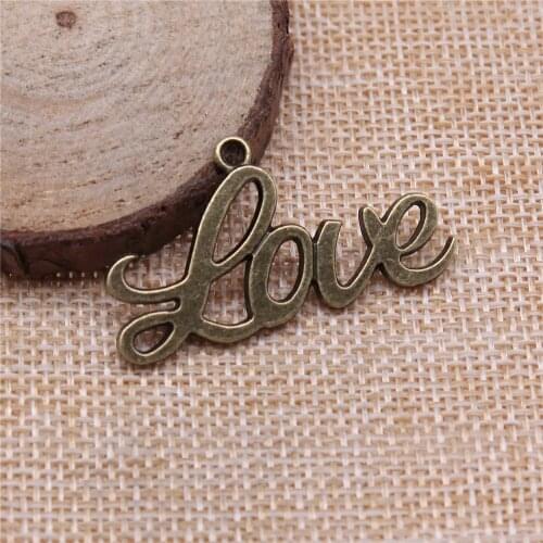 Free shipping 18pcs 40x18mm antique bronze love charms diy retro jewelry fit Earring keychain hair card pendant accessories