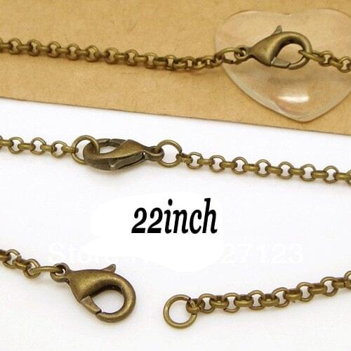 Free Ship!!! 100piece 2mm 22"L Bronze Tone Metal Rolo Link Chain Necklace with Lobster Clasp