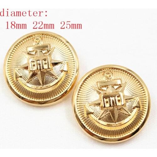 Free shipping 10pcs/Lot Dia 18/22/25mm,Gold Color,Metal British style Buttons,garment accessories DIY materials,LL-056