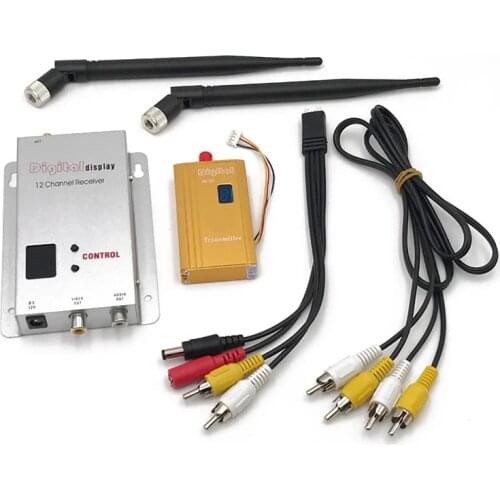 1.2Ghz 1.5W Wireless Audio Video Transmitter Receiver Digital Display 1500mW 8CH Transmitter 12CH Receiver DC 12V For Quadcopter