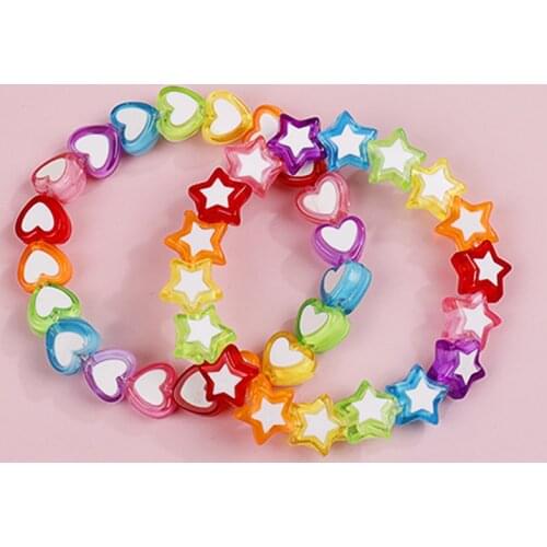 Makersland Cute Heart Star Beads Bracelet For Children Princess Hand Jewelry Charms Accessories Bracelet For Girls 2020 New
