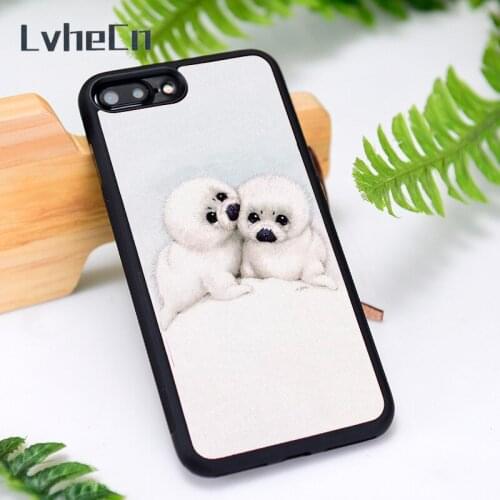 LvheCn Silicone Rubber Phone Case Cover for iPhone 6 6S 7 8 Plus X XS XR 11 12 Mini Pro Max Baby Seals