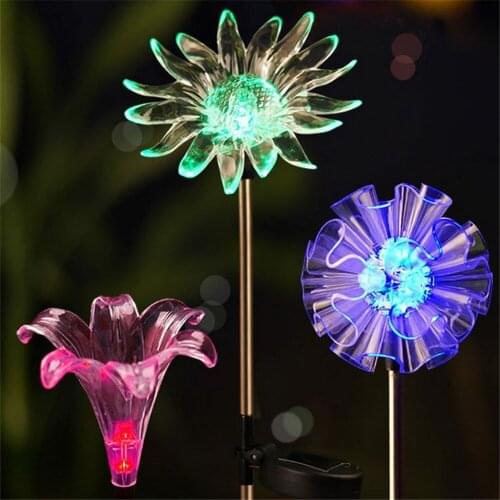 Flower Solar Light Color Change Solar Garden Lights Dandelion Sunflower Stake Lights Yard Garden Pathway Landscape Night Light