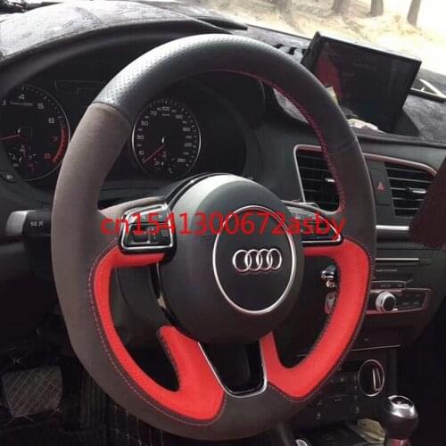 For Audi A4l A8 Q5 A3 A6 A3 DIY Customized leather suede all-inclusive car steering wheel cover car accessories