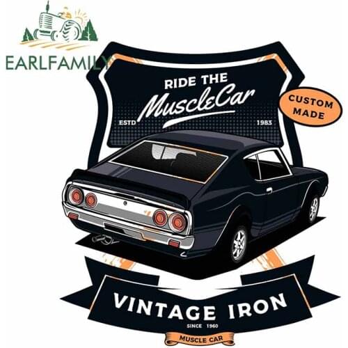 EARLFAMILY 13cm x 12.1cm for Vintage Iron Muscle Car Sticker Personality Laptop Cartoon Decal Windshield Motorcycle Car Styling