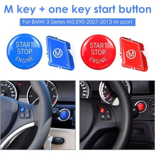 Car Steering Wheel M Button + Engine Start Stop Switch Button Replace Cover for BMW 3 Series E90 E92 E93 M3 E91 2007-2013Accesso
