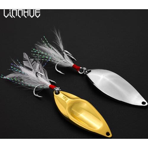 LINNHUE 1Pcs Fishing Lure Metal 2.5-20g Gold Silver Hard Baits Spoon Bass Baits Treble Hook Tackle Lure Baits Whopper Plopper