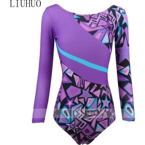 LIUHUO Synchronized Swimming Suits Girls Kids Rhythmic Gymnastics Purple Leotard Children Teens Competition Teamwear Women Dance