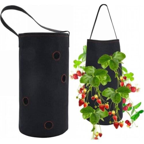 2pcs Garden Planting Grow Bag Strawberry Vertical Flower Herb Pouch Root Breathable Vegetable Round Reusable Pot Planter Bag