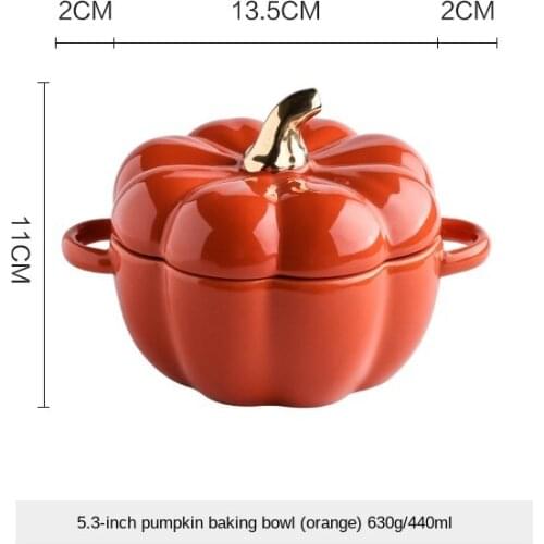 Cute Pumpkin Bowl Creative Personality Household Ceramic Tableware Small Soup Bowl with Lid Dessert Bowl Binaural Baking Bowl