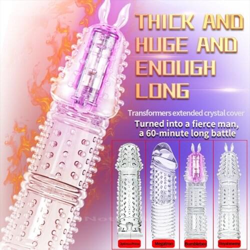 Reusable Clear Condom for Men Penis lube Textured Extension Sleeve G spot Clit Stimulate Massage Rabbit Vibrator Sex Erotic Toys