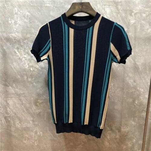 Mens Round Neck Multi-Atyle High-End Knitted Style Short Sleeves Fashion Summer Fit Comfortable Slim Design Unique