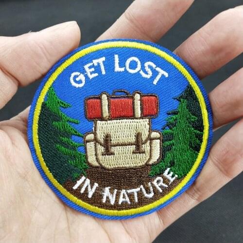 Get Lost In Nature Outdoor Travel Adventure Slogan Morale Badge Clothes Embroidered Diy Iron on Patch