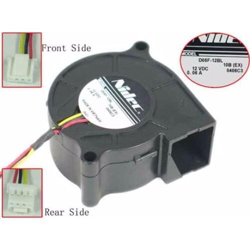 Nidec GAMMA26 D05F-12BL 09B DC 12V 0.06A 50x50x25mm Server Cooling Fan