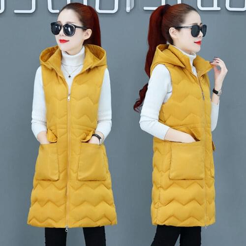 2020 New Winter Jacket Women Sleeveless Vest Parka Hooded Warm Down Cotton Padded Jacket Female Veats Waistcoat Outwear P953
