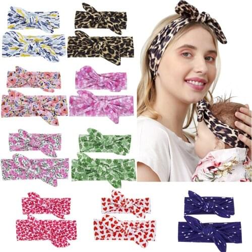 Newborn Baby Family Matching Headband Mom and Baby Hair Accessories Babies DIY Flower Bow Elastic Hair Band