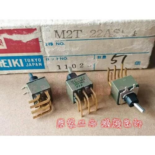 Original New 100% M2T-22 toggle switch 6pin 2gear curved gold-plated foot left and right toggle 0.4VA